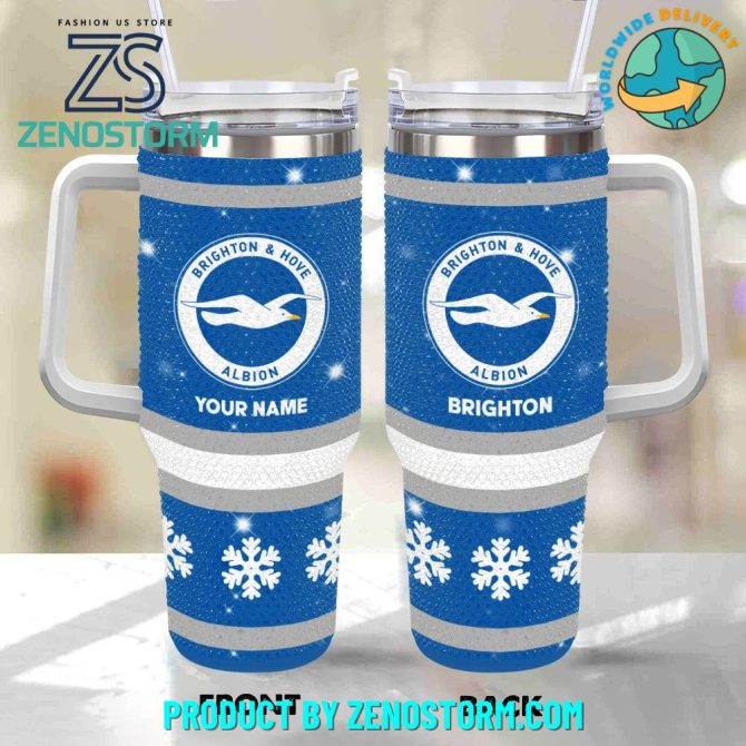 Rhinestone Bling Brighton #038; Hove Albion Epl Custom Stanley Quencher 40Oz Stainless Steel Tumbler With Handle