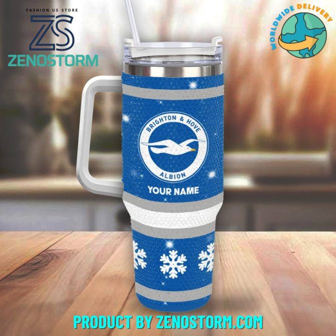 Rhinestone Bling Brighton #038; Hove Albion Epl Custom Stanley Quencher 40Oz Stainless Steel Tumbler With Handle - Image 2