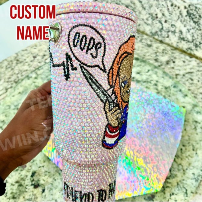 Rhinestone Bling Chucky Halloween Horror Movies Custom Stanley Quencher 40Oz Stainless Steel Tumbler With Handle - Image 4