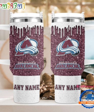 Rhinestone Bling Colorado Avalanche Nhl Sports Custom Stanley Quencher 40Oz Stainless Steel Tumbler With Handle