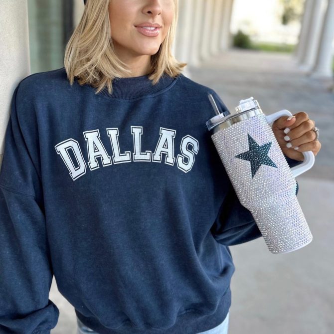 Rhinestone Bling Dallas Cowboys Nfl Custom Stanley Quencher 40Oz Stainless Steel Tumbler With Handle - Image 3