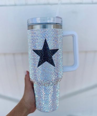 Rhinestone Bling Dallas Cowboys Nfl Custom Stanley Quencher 40Oz Stainless Steel Tumbler With Handle