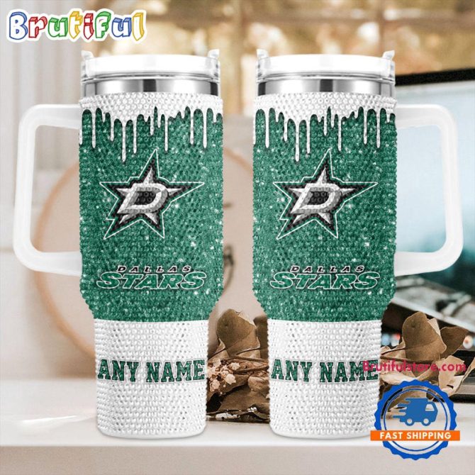 Rhinestone Bling Dallas Stars Nhl Sports Custom Stanley Quencher 40Oz Stainless Steel Tumbler With Handle