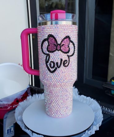 Rhinestone Bling Disney Minnie Mouse Cartoon Custom Stanley Quencher 40Oz Stainless Steel Tumbler With Handle