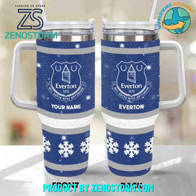 Rhinestone Bling Everton Epl Custom Stanley Quencher 40Oz Stainless Steel Tumbler With Handle