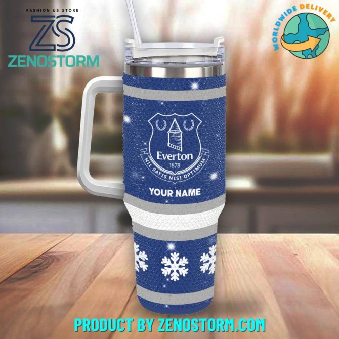 Rhinestone Bling Everton Epl Custom Stanley Quencher 40Oz Stainless Steel Tumbler With Handle - Image 2
