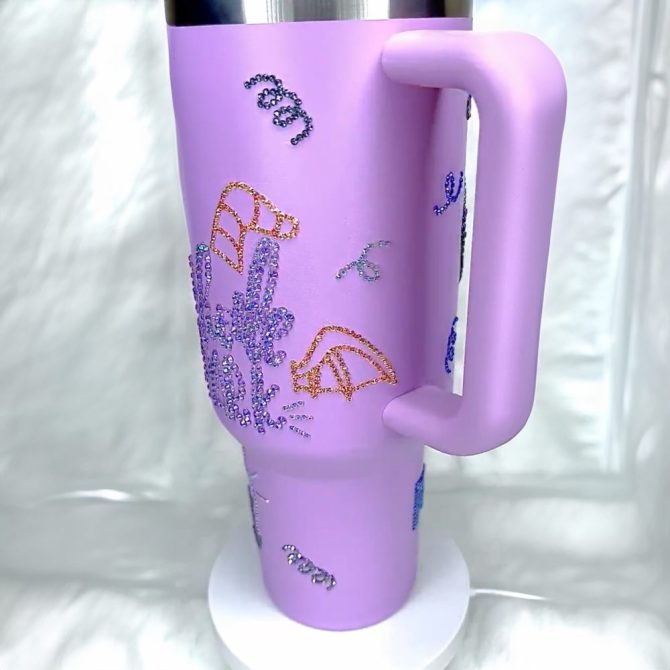 Rhinestone Bling Figment Dragon Cartoon Custom Stanley Quencher 40Oz Stainless Steel Tumbler With Handle - Image 3
