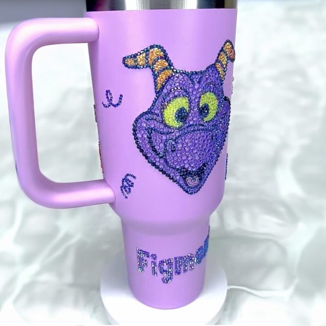 Rhinestone Bling Figment Dragon Cartoon Custom Stanley Quencher 40Oz Stainless Steel Tumbler With Handle - Image 2