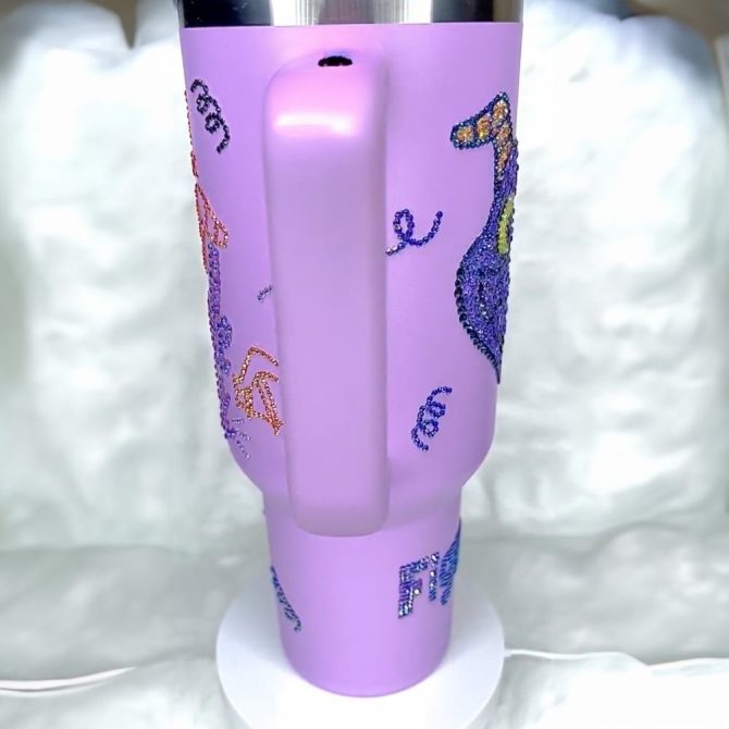 Rhinestone Bling Figment Dragon Cartoon Custom Stanley Quencher 40Oz Stainless Steel Tumbler With Handle - Image 4