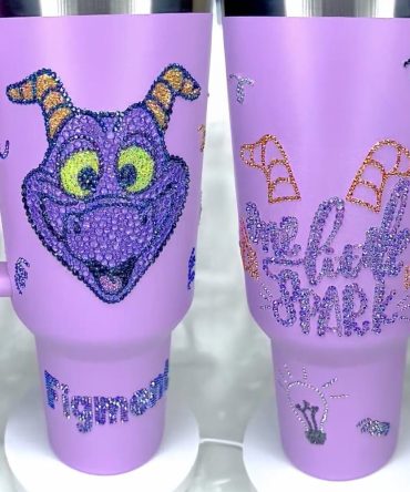 Rhinestone Bling Figment Dragon Cartoon Custom Stanley Quencher 40Oz Stainless Steel Tumbler With Handle