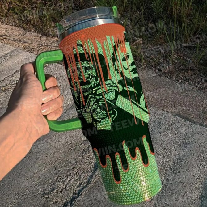 Rhinestone Bling Halloween Horror Characters Movi­Es Custom Stanley Quencher 40Oz Stainless Steel Tumbler With Handle