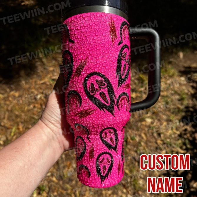 Rhinestone Bling Halloween Horror Characters Movies Custom Stanley Quencher 40Oz Stainless Steel Tumbler With Handle - Image 2