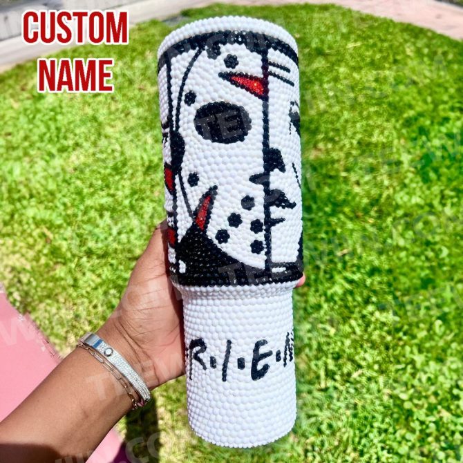 Rhinestone Bling Halloween Horror Movies Custom Stanley Quencher 40Oz Stainless Steel Tumbler With Handle - Image 2