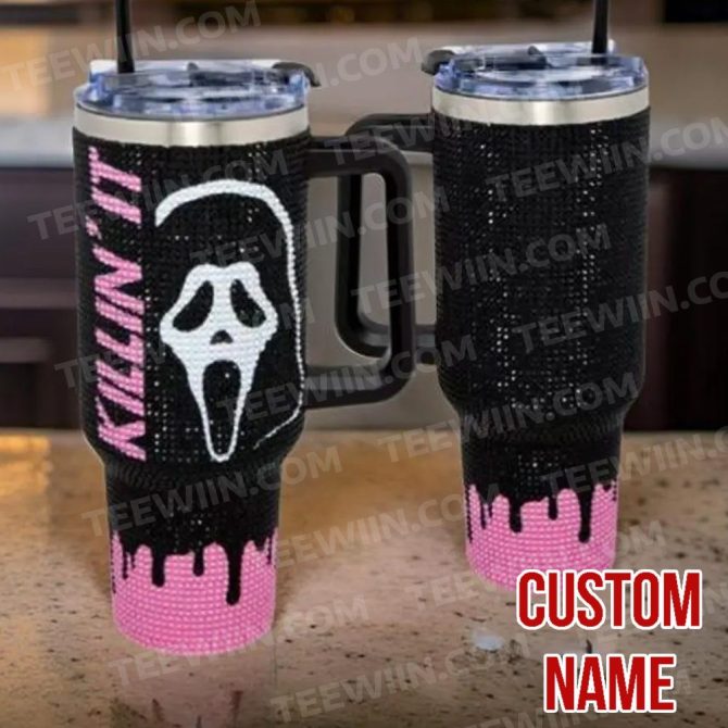 Rhinestone Bling Halloween Spooky Season Custom Stanley Quencher 40Oz Stainless Steel Tumbler With Handle - Image 2