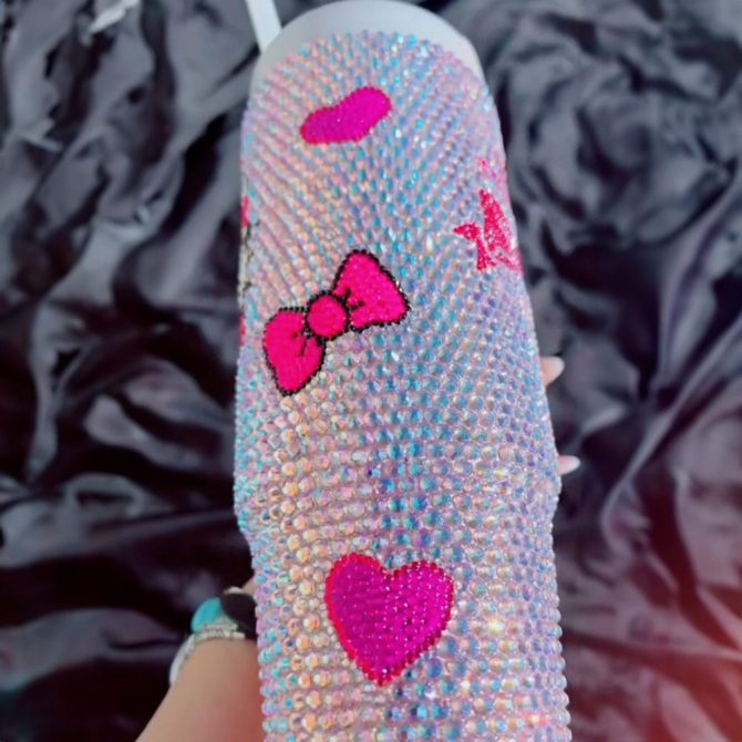 Rhinestone Bling Hello Kitty Cartoon Custom Stanley Quencher 40Oz Stainless Steel Tumbler With Handle - Image 5
