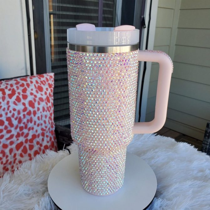 Rhinestone Bling Hello Kitty Cartoon Custom Stanley Quencher 40Oz Stainless Steel Tumbler With Handle - Image 4