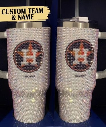 Rhinestone Bling Houston Astros Mlb Custom Stanley Quencher 40Oz Stainless Steel Tumbler With Handle