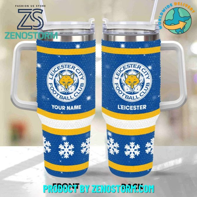 Rhinestone Bling Leicester City Epl Custom Stanley Quencher 40Oz Stainless Steel Tumbler With Handle