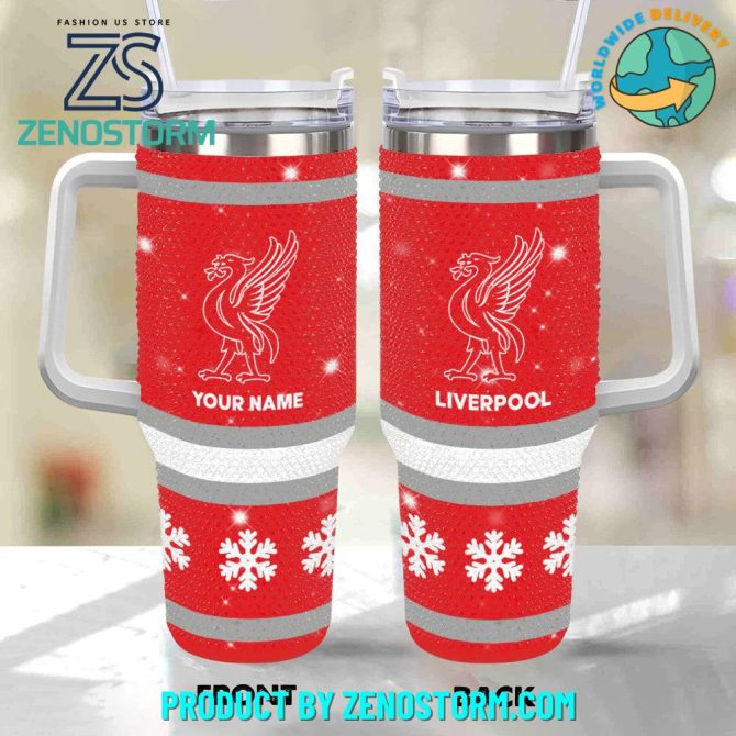 Rhinestone Bling Liverpool Epl Custom Stanley Quencher 40Oz Stainless Steel Tumbler With Handle