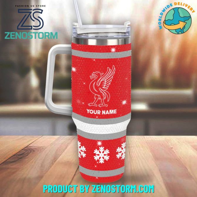 Rhinestone Bling Liverpool Epl Custom Stanley Quencher 40Oz Stainless Steel Tumbler With Handle - Image 2