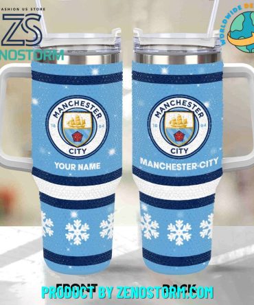 Rhinestone Bling Manchester City Epl Custom Stanley Quencher 40Oz Stainless Steel Tumbler With Handle
