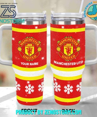 Rhinestone Bling Manchester United Epl Custom Stanley Quencher 40Oz Stainless Steel Tumbler With Handle