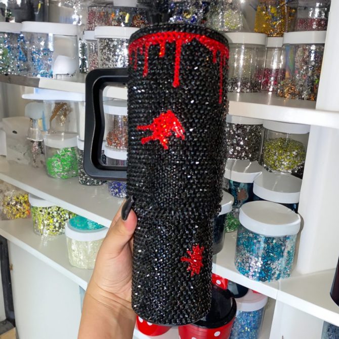 Rhinestone Bling Michael Myers Horror Movies Custom Stanley Quencher 40Oz Stainless Steel Tumbler With Handle - Image 3