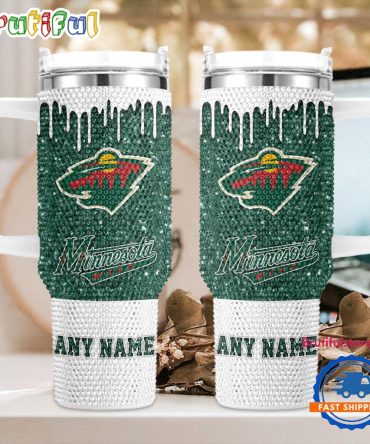 Rhinestone Bling Minnesota Wild Nhl Sports Custom Stanley Quencher 40Oz Stainless Steel Tumbler With Handle