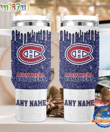 Rhinestone Bling Montreal Canadiens Nhl Sports Custom Stanley Quencher 40Oz Stainless Steel Tumbler With Handle