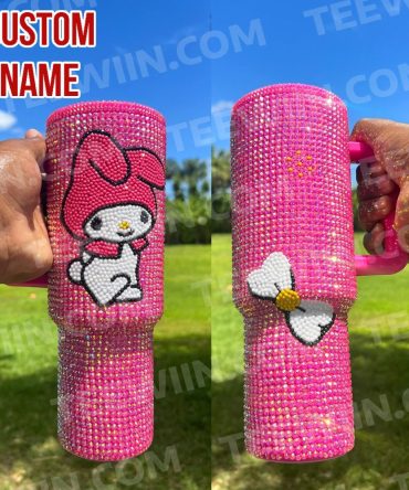 Rhinestone Bling My Melody Cartoon Custom Stanley Quencher 40Oz Stainless Steel Tumbler With Handle