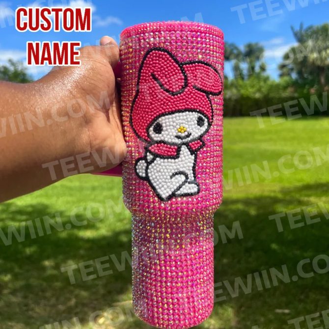 Rhinestone Bling My Melody Cartoon Custom Stanley Quencher 40Oz Stainless Steel Tumbler With Handle - Image 3