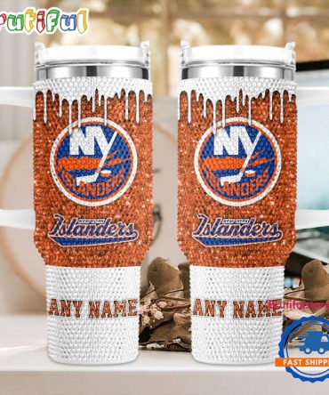 Rhinestone Bling New York Islanders Nhl Sports Custom Stanley Quencher 40Oz Stainless Steel Tumbler With Handle