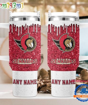 Rhinestone Bling Ottawa Senators Nhl Sports Custom Stanley Quencher 40Oz Stainless Steel Tumbler With Handle