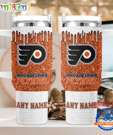 Rhinestone Bling Philadelphia Flyers Nhl Sports Custom Stanley Quencher 40Oz Stainless Steel Tumbler With Handle