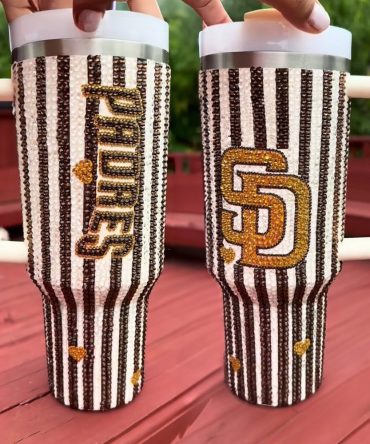 Rhinestone Bling San Diego Padres Mlb Custom Stanley Quencher 40Oz Stainless Steel Tumbler With Handle