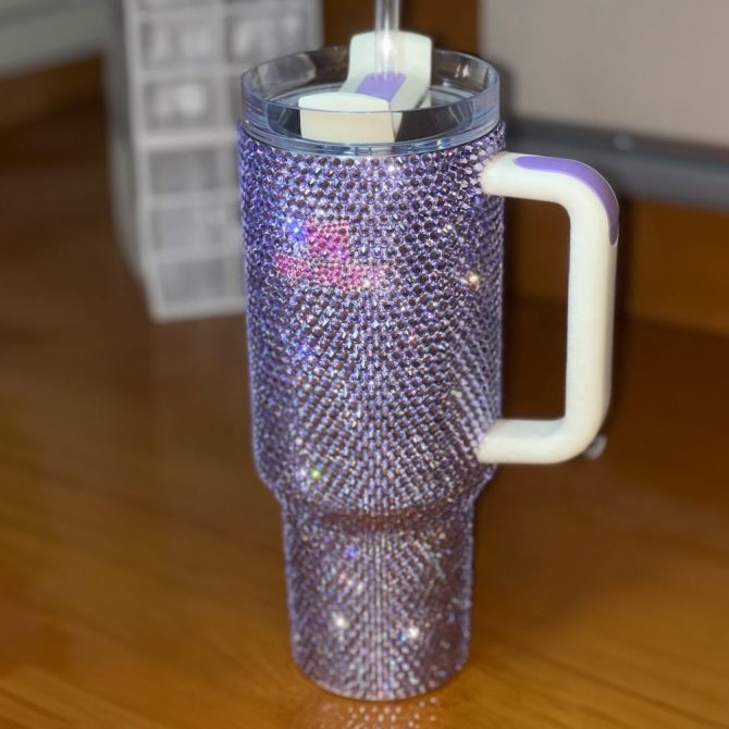 Rhinestone Bling Stitch Angel Cartoon Custom Stanley Quencher 40Oz Stainless Steel Tumbler With Handle - Image 2