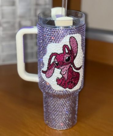 Rhinestone Bling Stitch Angel Cartoon Custom Stanley Quencher 40Oz Stainless Steel Tumbler With Handle