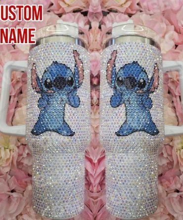 Rhinestone Bling Stitch Cartoon Custom Stanley Quencher 40Oz Stainless Steel Tumbler With Handle