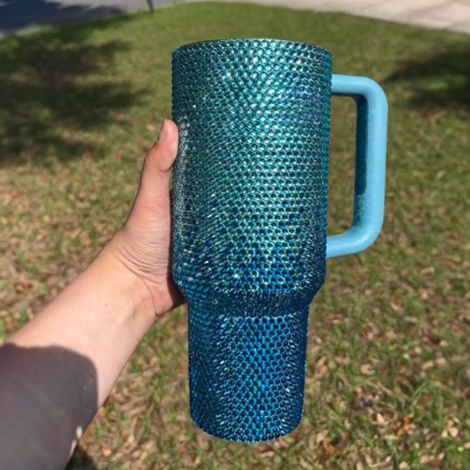 Rhinestone Bling Stitch Cartoon Custom Stanley Quencher 40Oz Stainless Steel Tumbler With Handle - Image 3