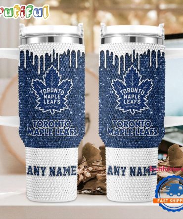 Rhinestone Bling Toronto Maple Leafs Nhl Sports Custom Stanley Quencher 40Oz Stainless Steel Tumbler With Handle