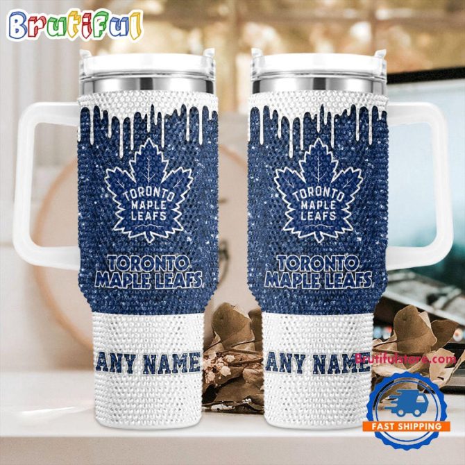 Rhinestone Bling Toronto Maple Leafs Nhl Sports Custom Stanley Quencher 40Oz Stainless Steel Tumbler With Handle