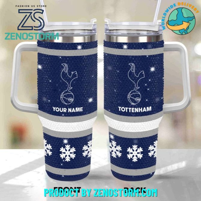 Rhinestone Bling Tottenham Hotspur Epl Custom Stanley Quencher 40Oz Stainless Steel Tumbler With Handle