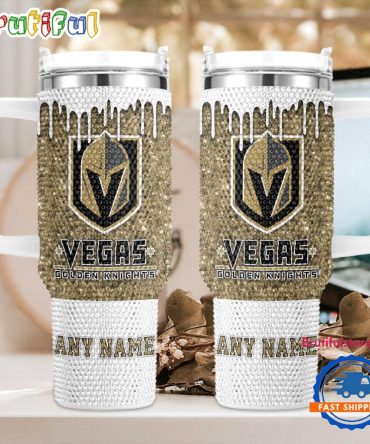 Rhinestone Bling Vegas Golden Knights Nhl Sports Custom Stanley Quencher 40Oz Stainless Steel Tumbler With Handle