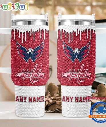 Rhinestone Bling Washington Capitals Nhl Sports Custom Stanley Quencher 40Oz Stainless Steel Tumbler With Handle