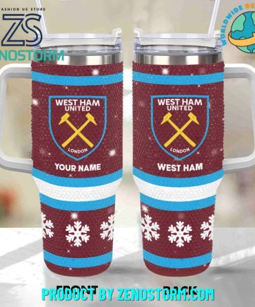 Rhinestone Bling West Ham United Epl Custom Stanley Quencher 40Oz Stainless Steel Tumbler With Handle