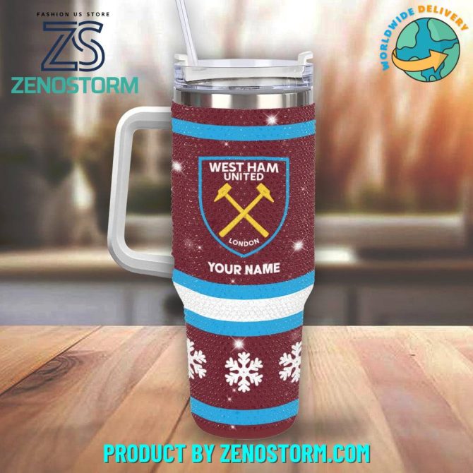 Rhinestone Bling West Ham United Epl Custom Stanley Quencher 40Oz Stainless Steel Tumbler With Handle - Image 2