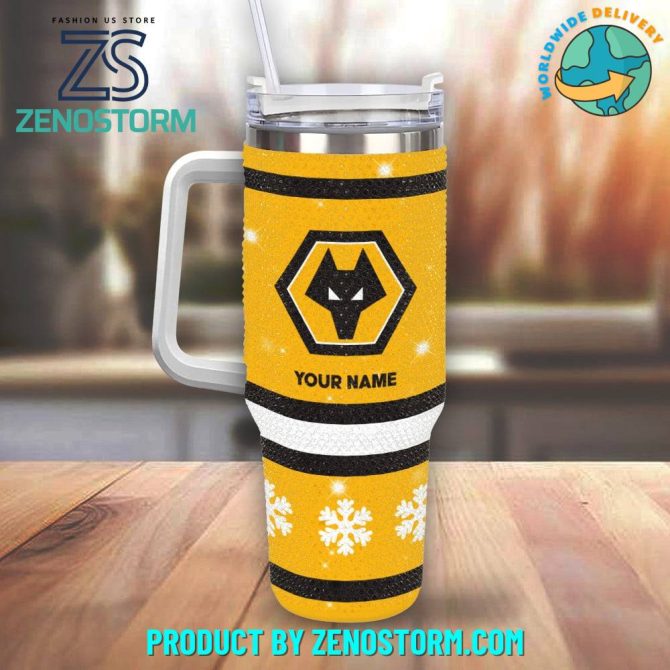 Rhinestone Bling Wolverhampton Wanderers Epl Custom Stanley Quencher 40Oz Stainless Steel Tumbler With Handle - Image 2