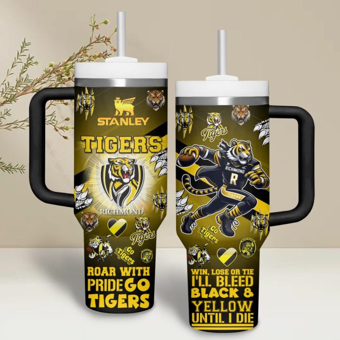 Richmond Tigers Afl Custom Stanley Quencher 40Oz Stainless Steel Tumbler With Handle - Image 4