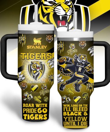 Richmond Tigers Afl Custom Stanley Quencher 40Oz Stainless Steel Tumbler With Handle