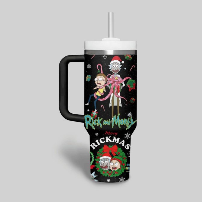 Rick And Morty Tv Series Custom Stanley Quencher 40Oz Stainless Steel Tumbler With Handle - Image 2